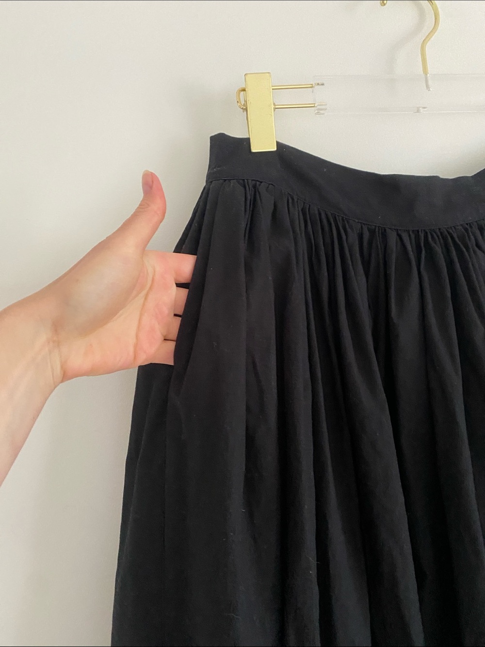 Vetch & Clover Bespoke Black Cotton Gathered Maxi Skirt | Custom - Picture 5 of 7